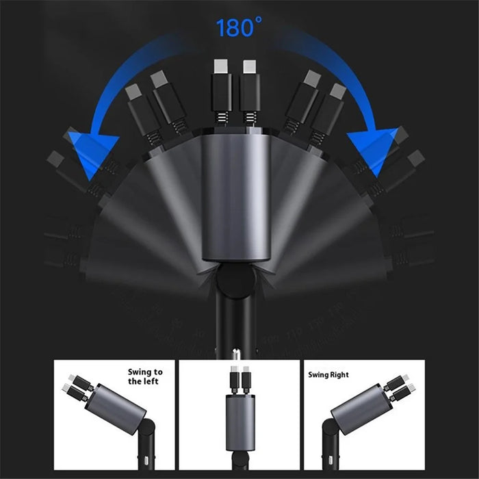 PT-16 Fast Charging Car Charger LED Display 4 in 1 Cigarette Lighter Adapter with Dual Type-C Retractable Cable - 2