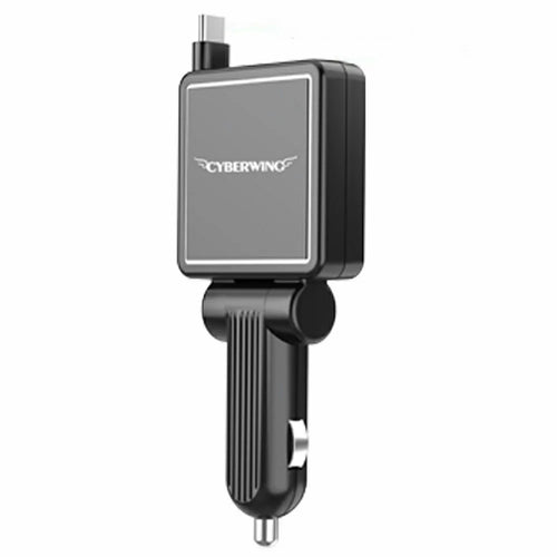 CYBERWING PT-31 Car Charger with Retractable Cable Cigarette Lighter Adapter - White - 1