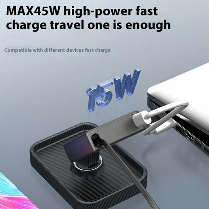 PT-31 Car Charger with Type-C Retractable Cable Super Fast Cigarette Lighter Adapter - White - 3