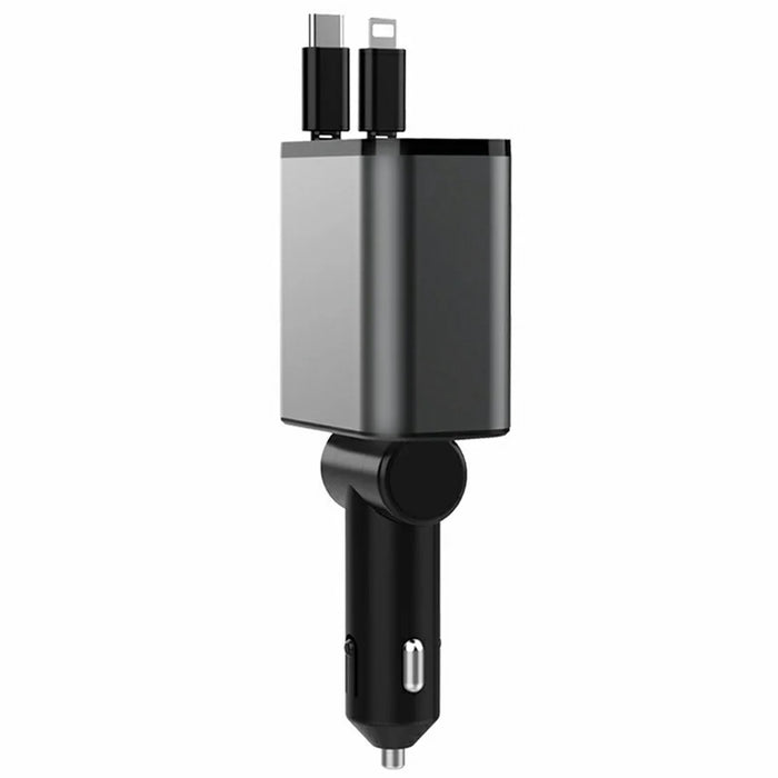 PT-27 Car Charger with Type-C  /  iP Retractable Cable Super Fast Charging Cable for Cell Phones, Tablets - 2
