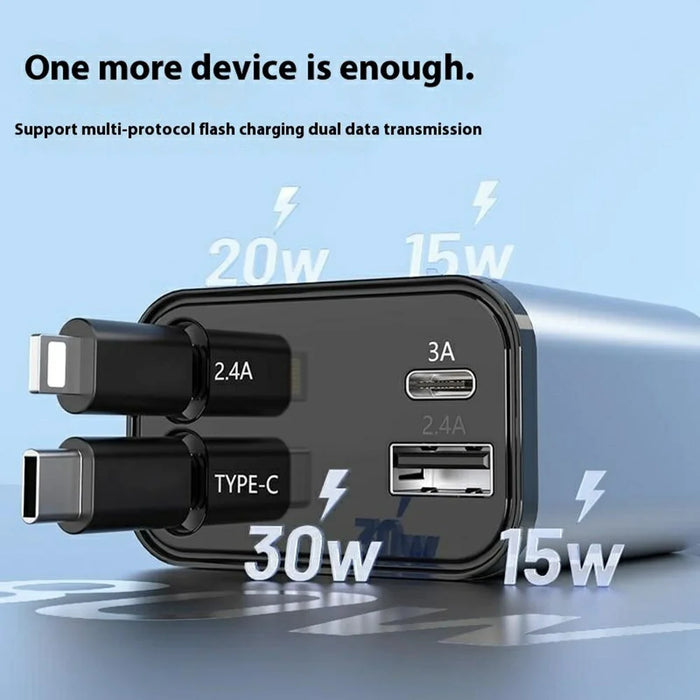 PT-27 Car Charger with Type-C  /  iP Retractable Cable Super Fast Charging Cable for Cell Phones, Tablets - 4