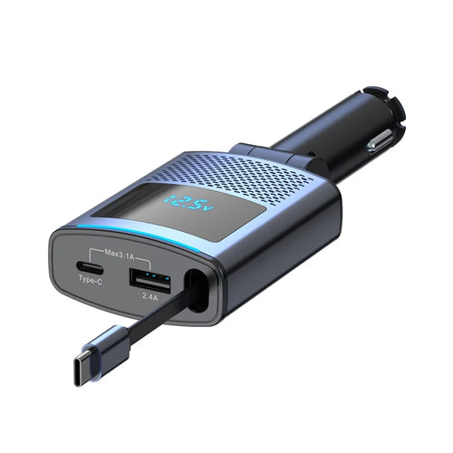 SC09 PD 65W Fast Charging Car Charger Cigarette Lighter Adapter with 1m Retractable Type C Cable - 1