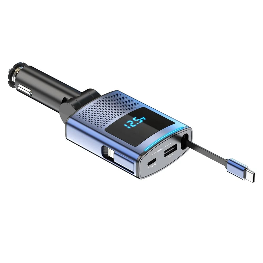 SC09 PD 65W Fast Charging Car Charger Cigarette Lighter Adapter with 1m Retractable Type C Cable - 2
