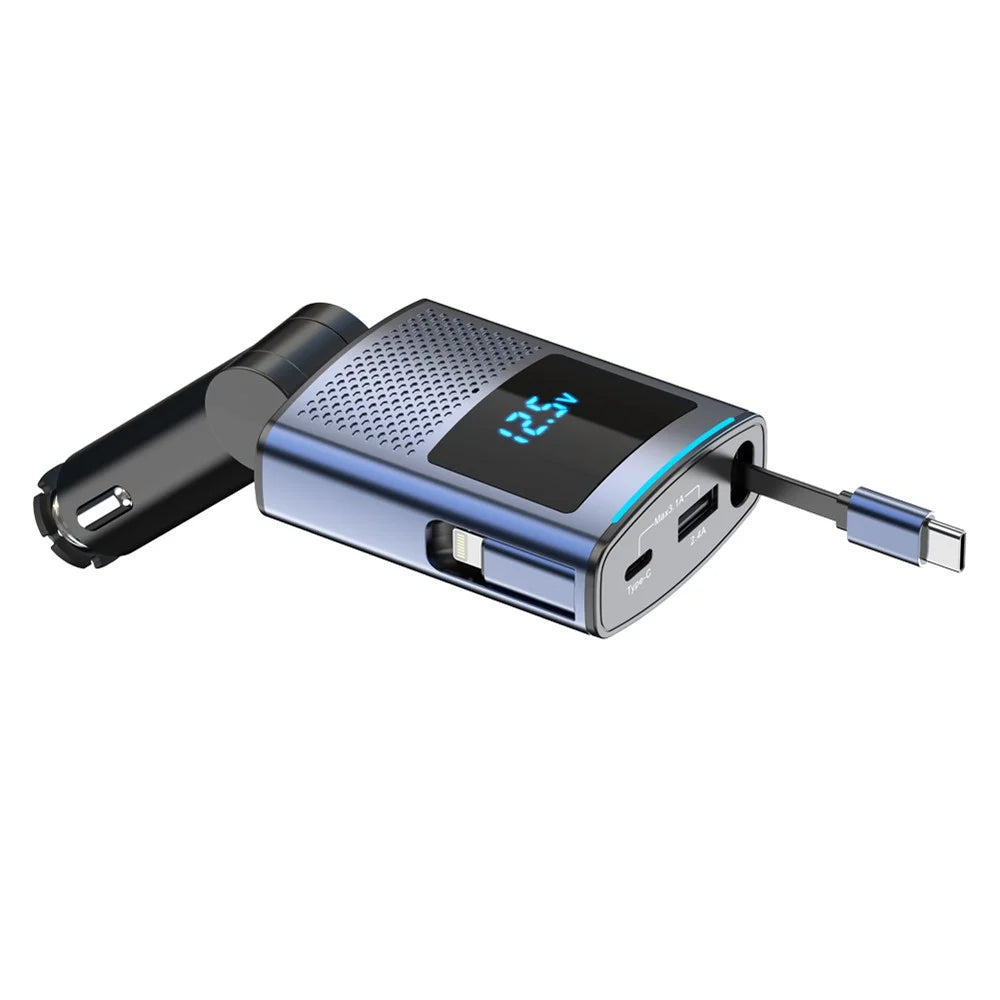 SC09 PD 65W Fast Charging Car Charger Cigarette Lighter Adapter with 1m Retractable Type C Cable - 4