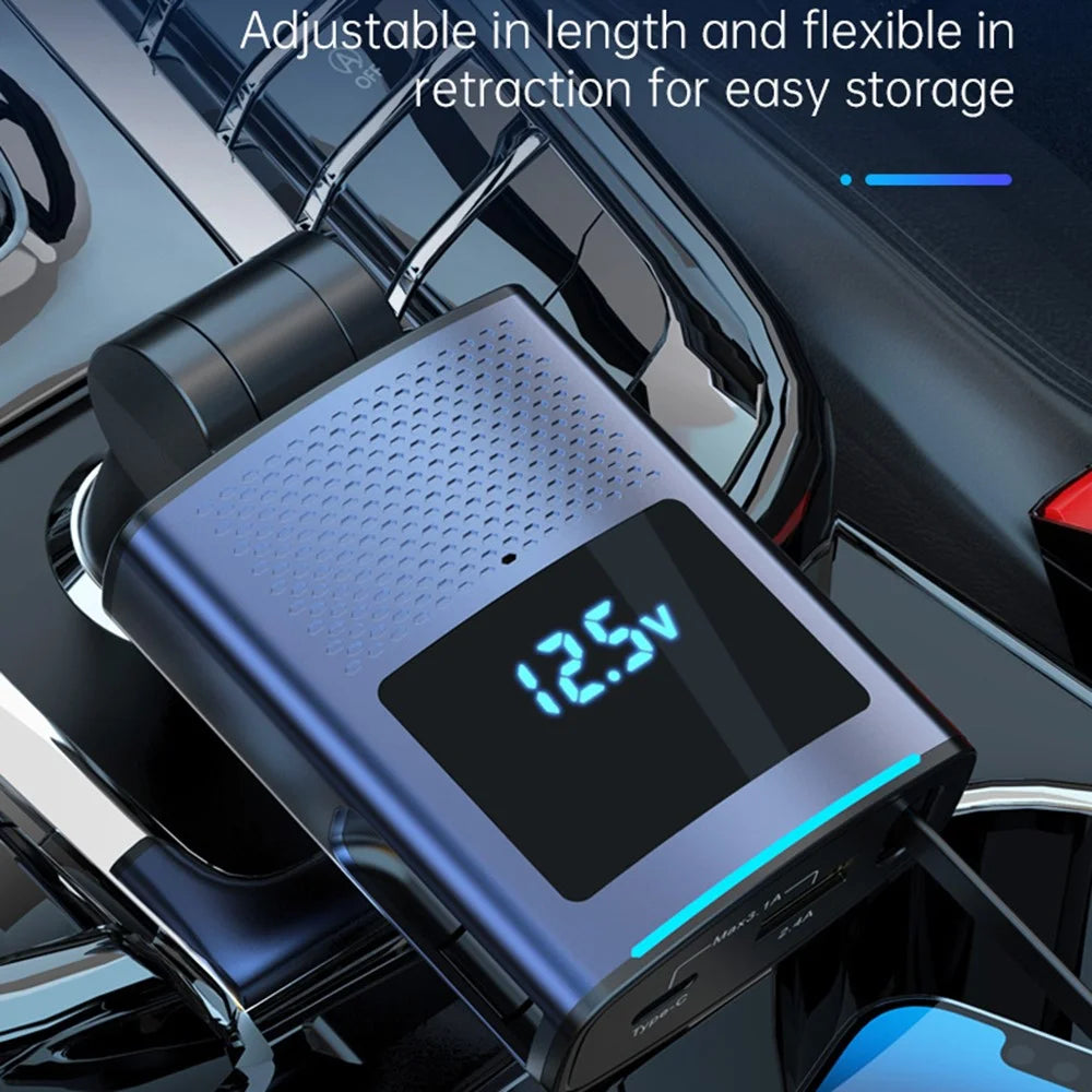 SC09 PD 65W Fast Charging Car Charger Cigarette Lighter Adapter with 1m Retractable Type C Cable - 5