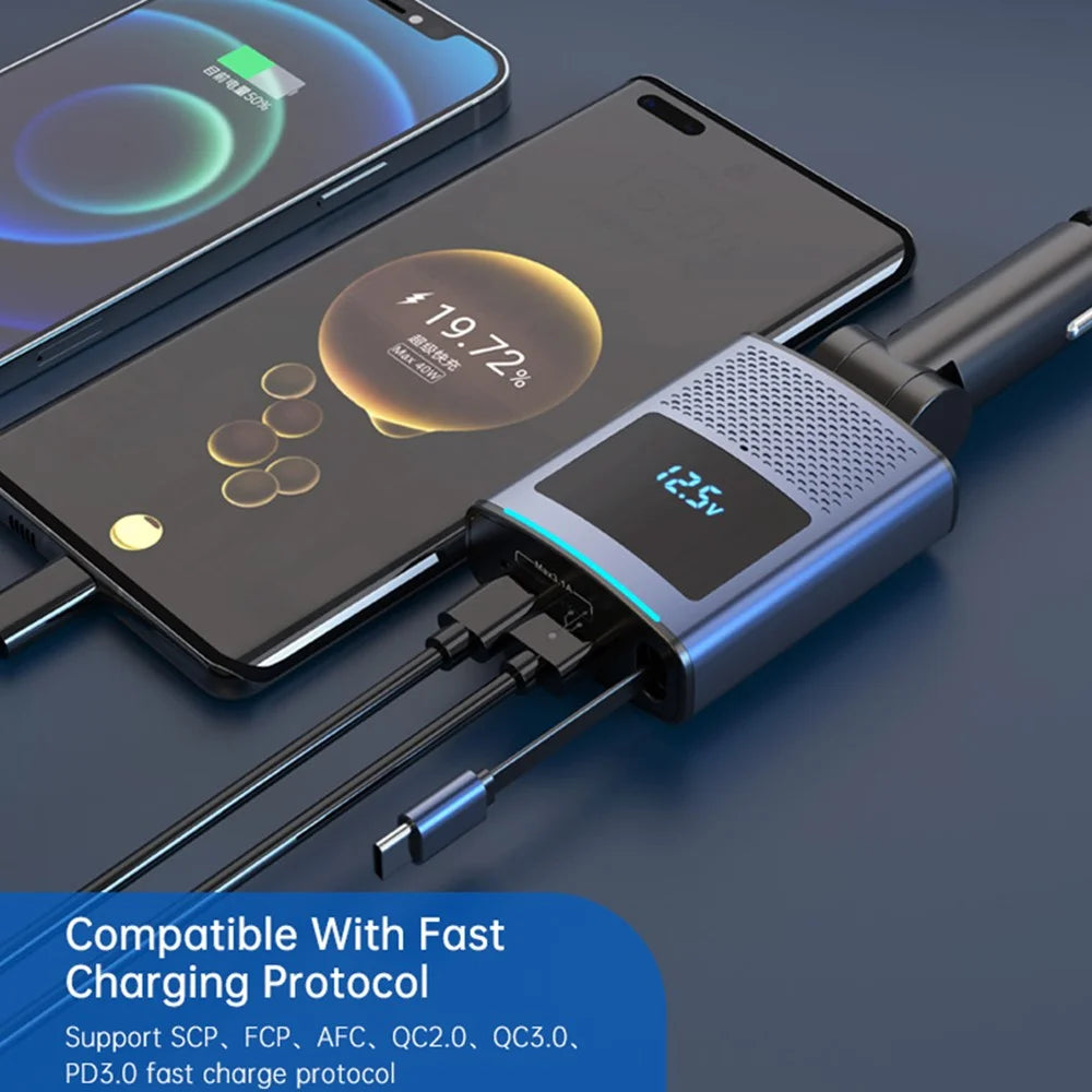 SC09 PD 65W Fast Charging Car Charger Cigarette Lighter Adapter with 1m Retractable Type C Cable - 6