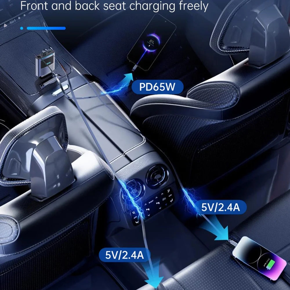 SC09 PD 65W Fast Charging Car Charger Cigarette Lighter Adapter with 1m Retractable Type C Cable - 7