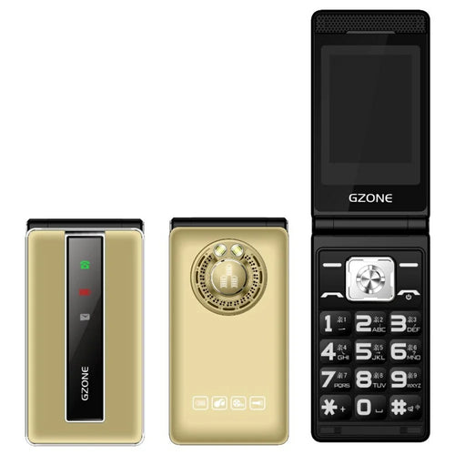 N69 Dual Screen Flip Phone 2G Long Standby Large Battery Big Speaker Mobile Phone - Gold - 1