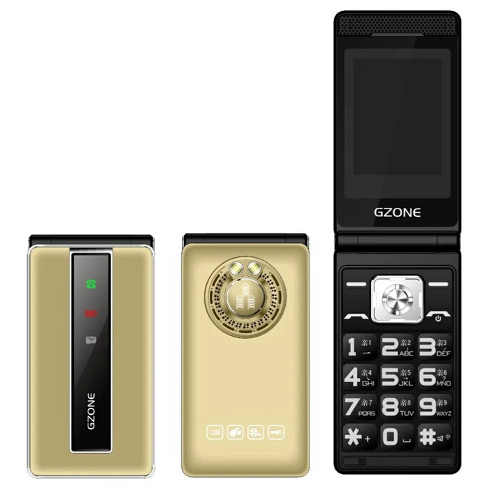 N69 Dual Screen Flip Phone 2G Long Standby Large Battery Big Speaker Mobile Phone - Gold - 1