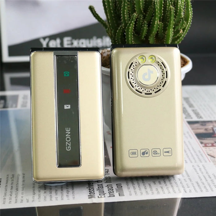 N69 Dual Screen Flip Phone 2G Long Standby Large Battery Big Speaker Mobile Phone - Gold - 2