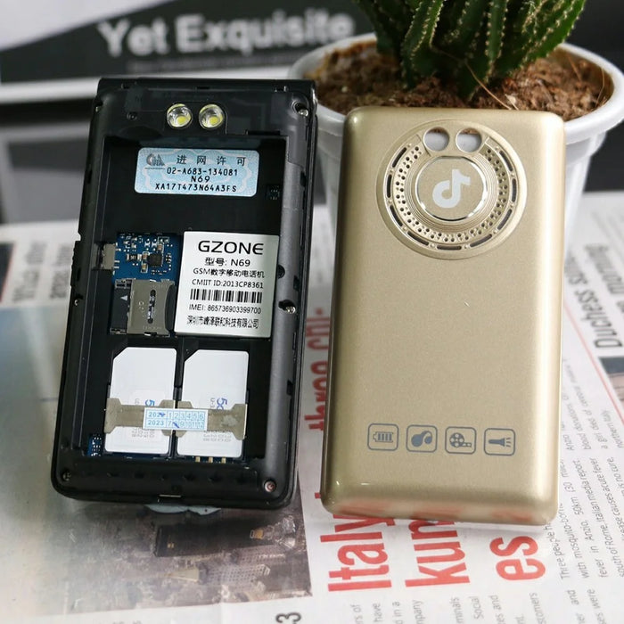 N69 Dual Screen Flip Phone 2G Long Standby Large Battery Big Speaker Mobile Phone - Gold - 5
