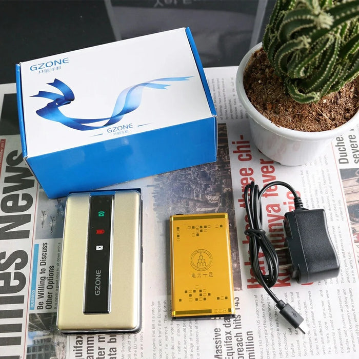 N69 Dual Screen Flip Phone 2G Long Standby Large Battery Big Speaker Mobile Phone - Gold - 6