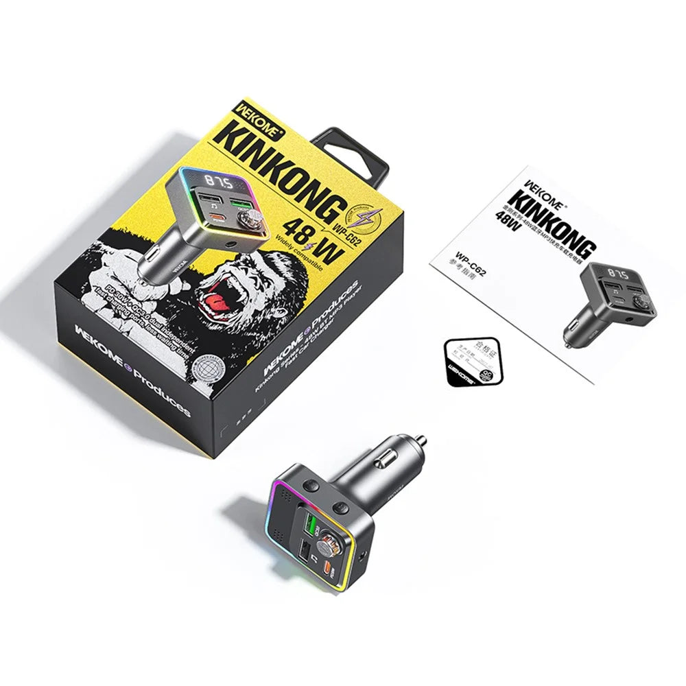 WEKOME WP-C62 48W Bluetooth-compatible MP3 Car Charger Fast Charging Dual USB Charger - 6