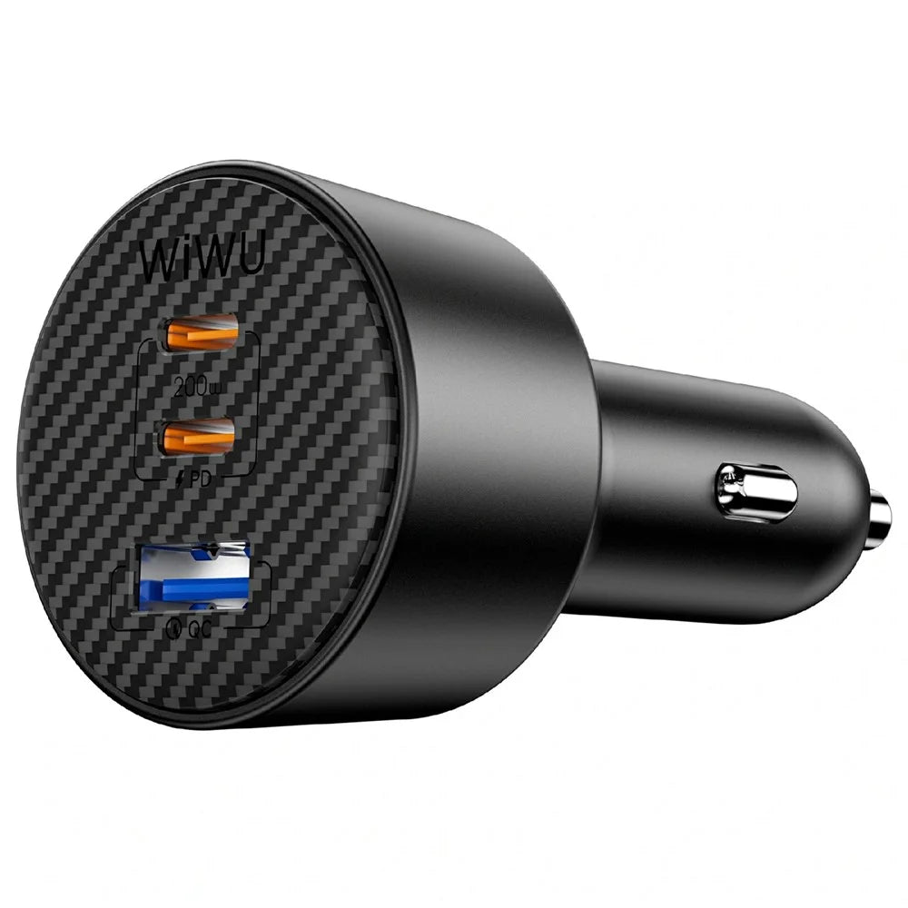 WIWU Wi-CC026 PD 200W Fast Charging Adapter for Vehicle USB A + Dual Type C 3 Ports Car Charger - 3