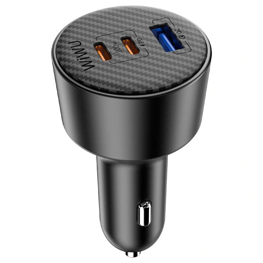 WIWU Wi-CC026 PD 200W Fast Charging Adapter for Vehicle USB A + Dual Type C 3 Ports Car Charger - 5
