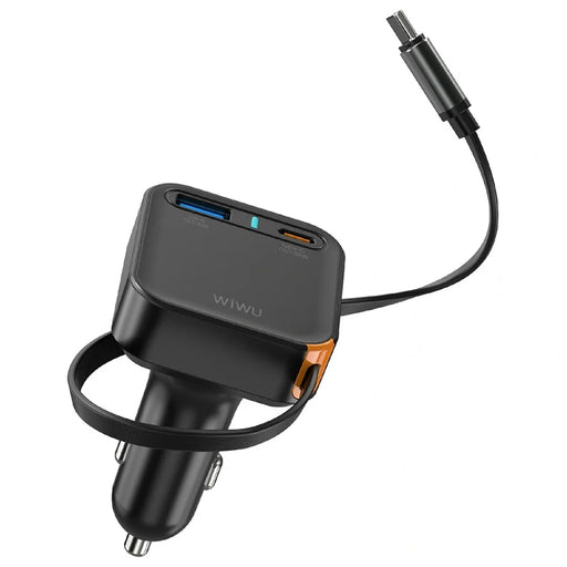 WIWU Wi-CC033 Helix USB A + Type C Car Charger 65W Fast Charging Adapter with Retractable USB C Cable - 2