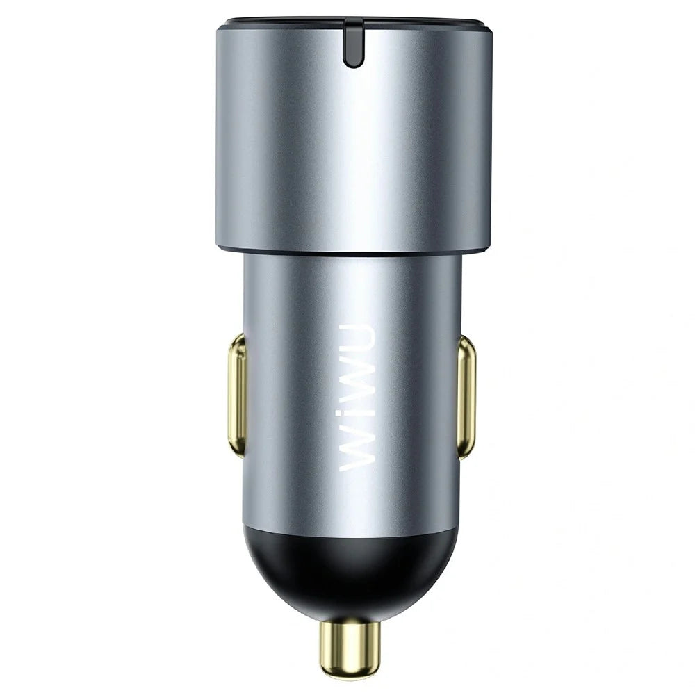 WIWU Wi-CC032 Nano Pro USB A + Dual Type C Aluminum Alloy Car Charger PD 60W Fast Charging Adapter - 2