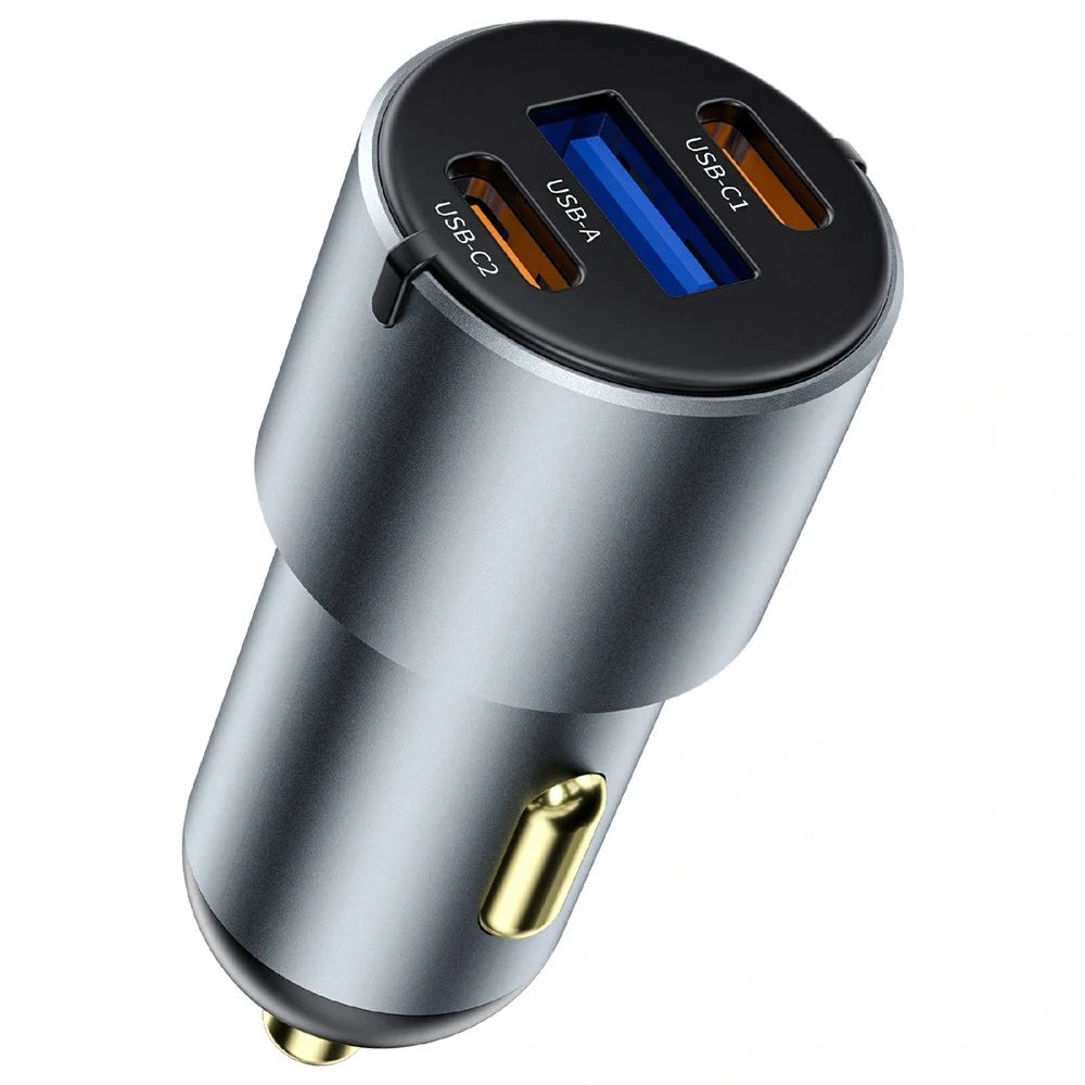 WIWU Wi-CC032 Nano Pro USB A + Dual Type C Aluminum Alloy Car Charger PD 60W Fast Charging Adapter - 3