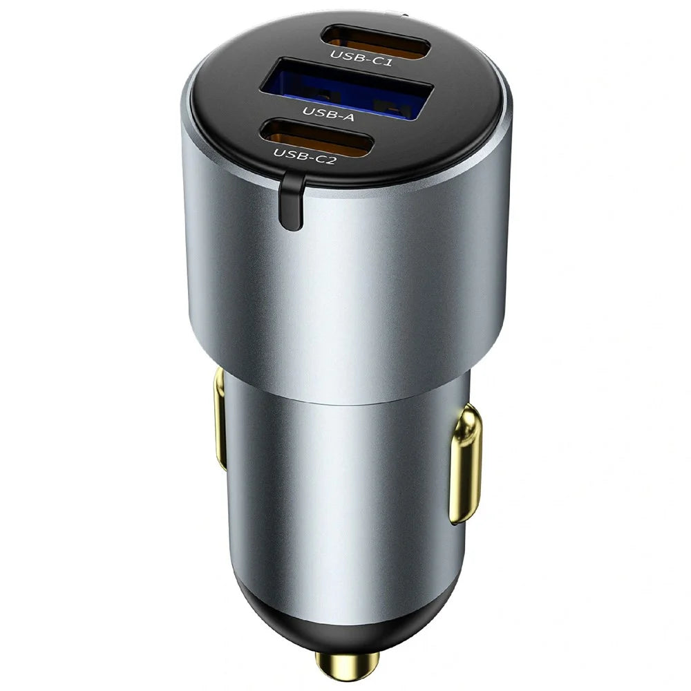 WIWU Wi-CC032 Nano Pro USB A + Dual Type C Aluminum Alloy Car Charger PD 60W Fast Charging Adapter - 4