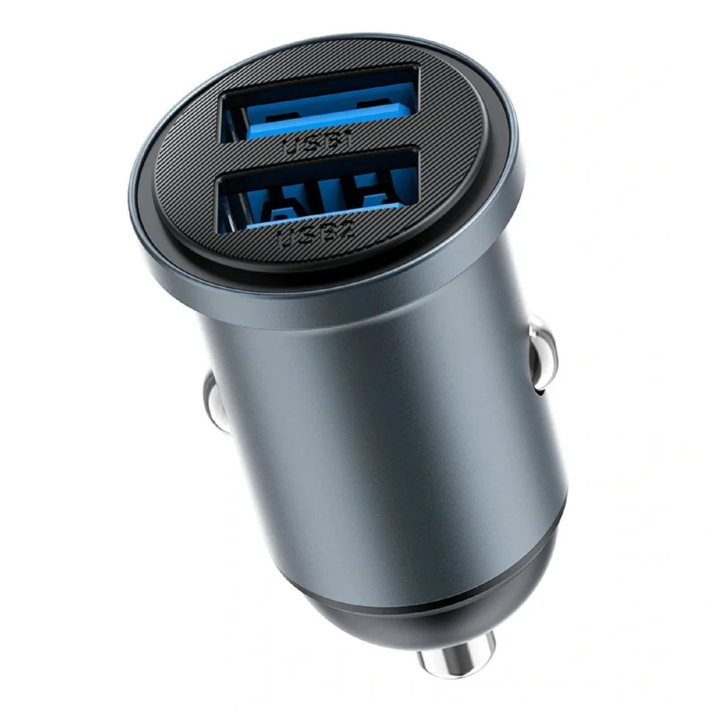 WIWU Wi-CC031 Nano Lite 12W Aluminum Alloy Car Charger Dual USB QC3.0 Fast Charging Adapter - 5