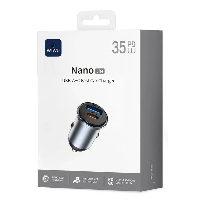 WIWU Wi-CC030 Nano Lite 35W USB-C + USB Car Charger PPS Fast Charging Dual Port Adapter - 5