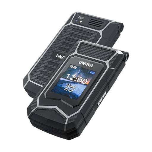 UNIWA X29 2.8 inch Flip Phone Dual Screen Dual SIM Card Standby GSM Keypad 2000mAh Rugged Mobile - Black  /  Grey - 2