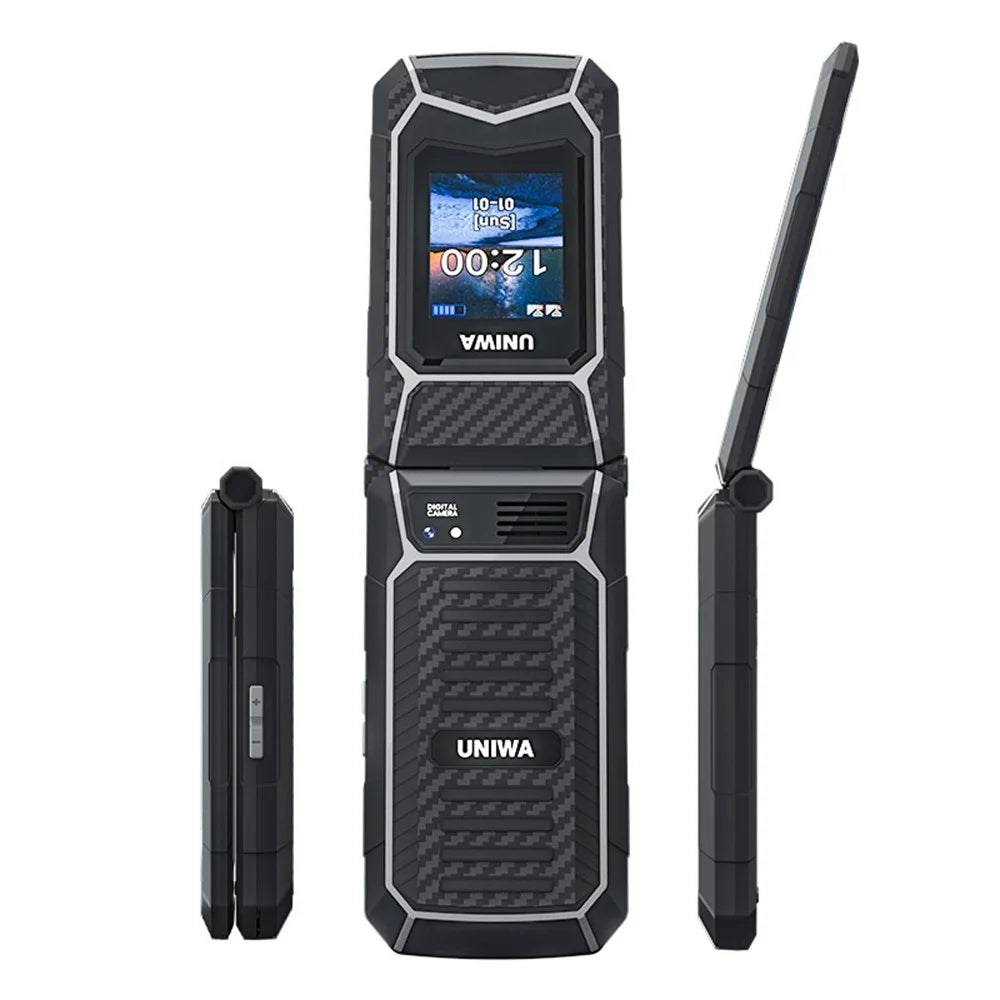 UNIWA X29 2.8 inch Flip Phone Dual Screen Dual SIM Card Standby GSM Keypad 2000mAh Rugged Mobile - Black  /  Grey - 3