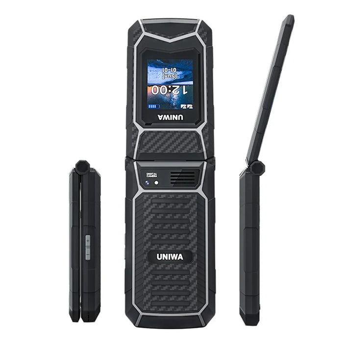UNIWA X29 2.8 inch Flip Phone Dual Screen Dual SIM Card Standby GSM Keypad 2000mAh Rugged Mobile - Black  /  Grey - 3