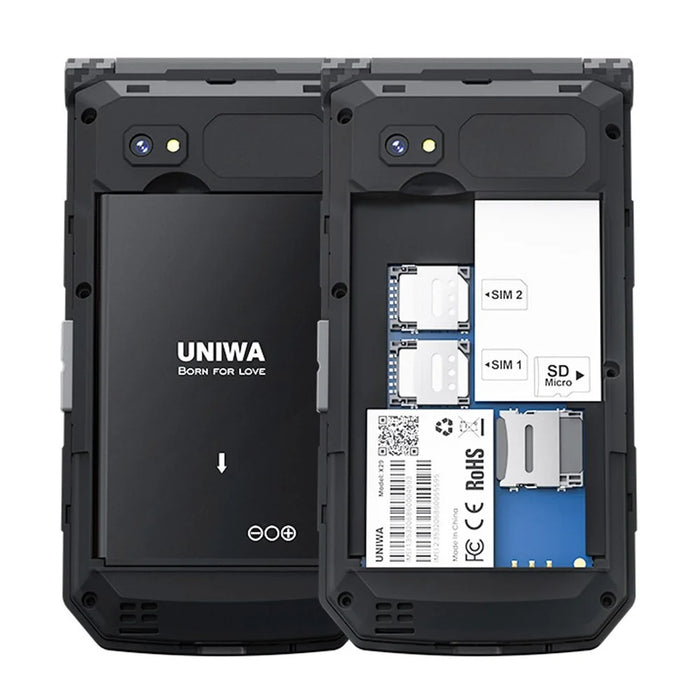 UNIWA X29 2.8 inch Flip Phone Dual Screen Dual SIM Card Standby GSM Keypad 2000mAh Rugged Mobile - Black  /  Grey - 5