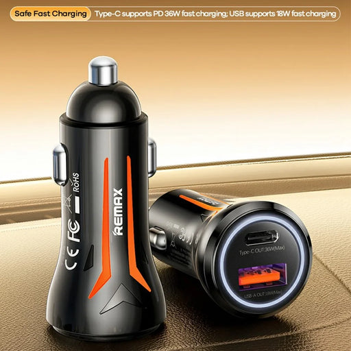 REMAX CC05 54W Car Charger Zinc Alloy USB + Type-C Fast Charging Adapter with LED Indicator - 2