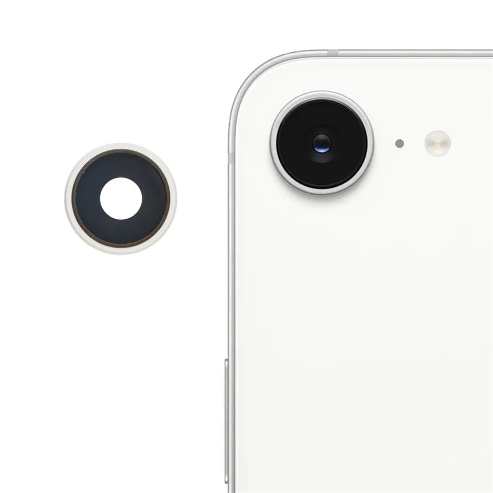 1 Set For iPhone 16e OEM Rear Camera Rim Lens Cover (without Logo) - White - 1