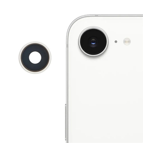 1 Set For iPhone 16e OEM Rear Camera Rim Lens Cover (without Logo) - White - 1