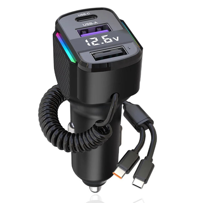 K56 Car Charger PD 30W Fast Charging Cigarette Lighter Adapter with Type C Spring Wire - 2