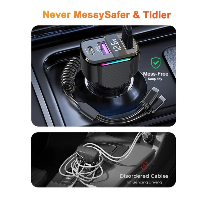 K56 Car Charger PD 30W Fast Charging Cigarette Lighter Adapter with Type C Spring Wire - 4