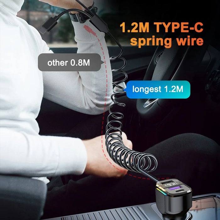 K56 Car Charger PD 30W Fast Charging Cigarette Lighter Adapter with Type C Spring Wire - 6
