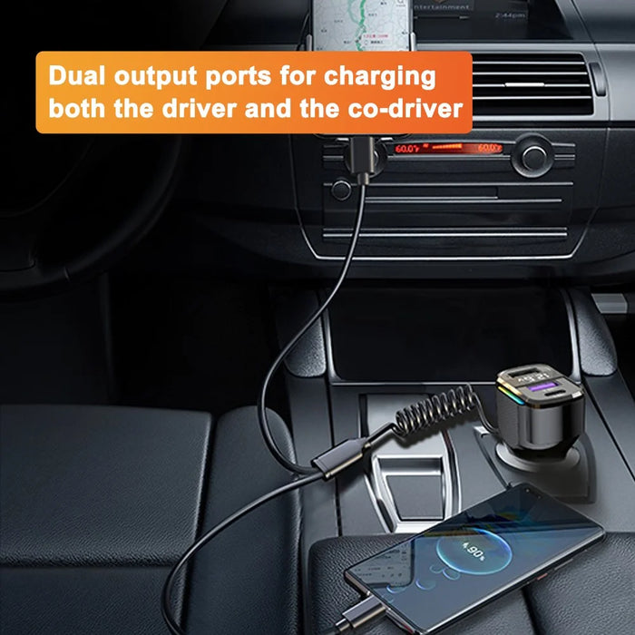 K56 Car Charger PD 30W Fast Charging Cigarette Lighter Adapter with Type C Spring Wire - 7