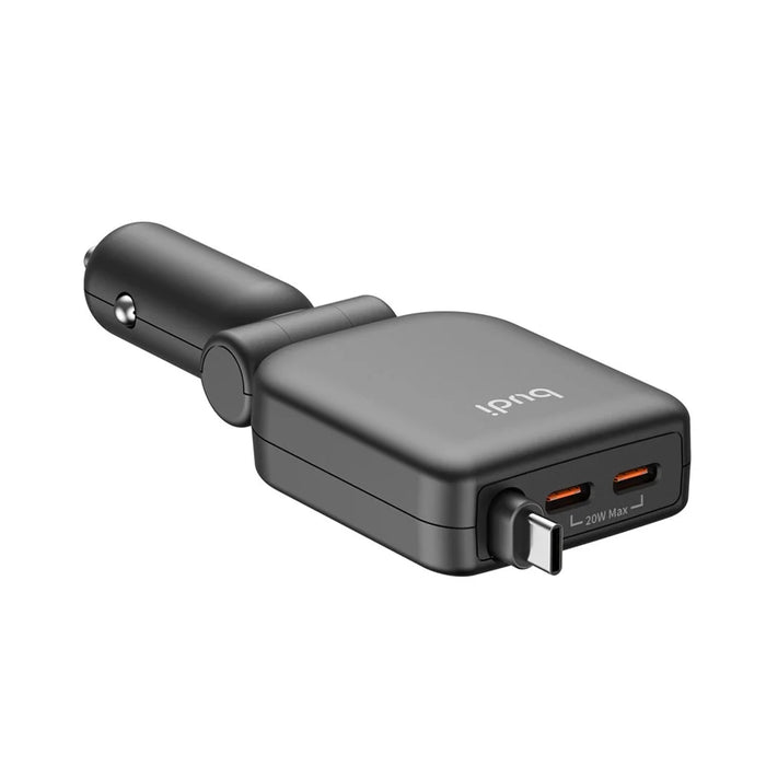 BUDI CC605B 50W Car Charger with Retractable Cable 2 Type-C Multi Ports Folding Cigarette Lighter Adapter - 4