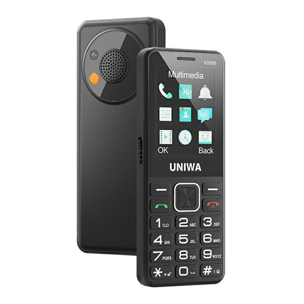 UNIWA V2000 2.4 Inch 4G Bar Phone Dual SIM Dual Standby Feature Phone - Black - 1
