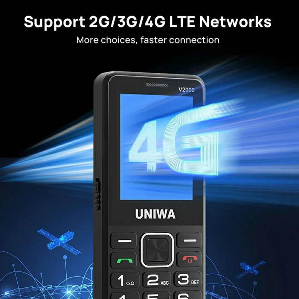 UNIWA V2000 2.4 Inch 4G Bar Phone Dual SIM Dual Standby Feature Phone - Black - 3
