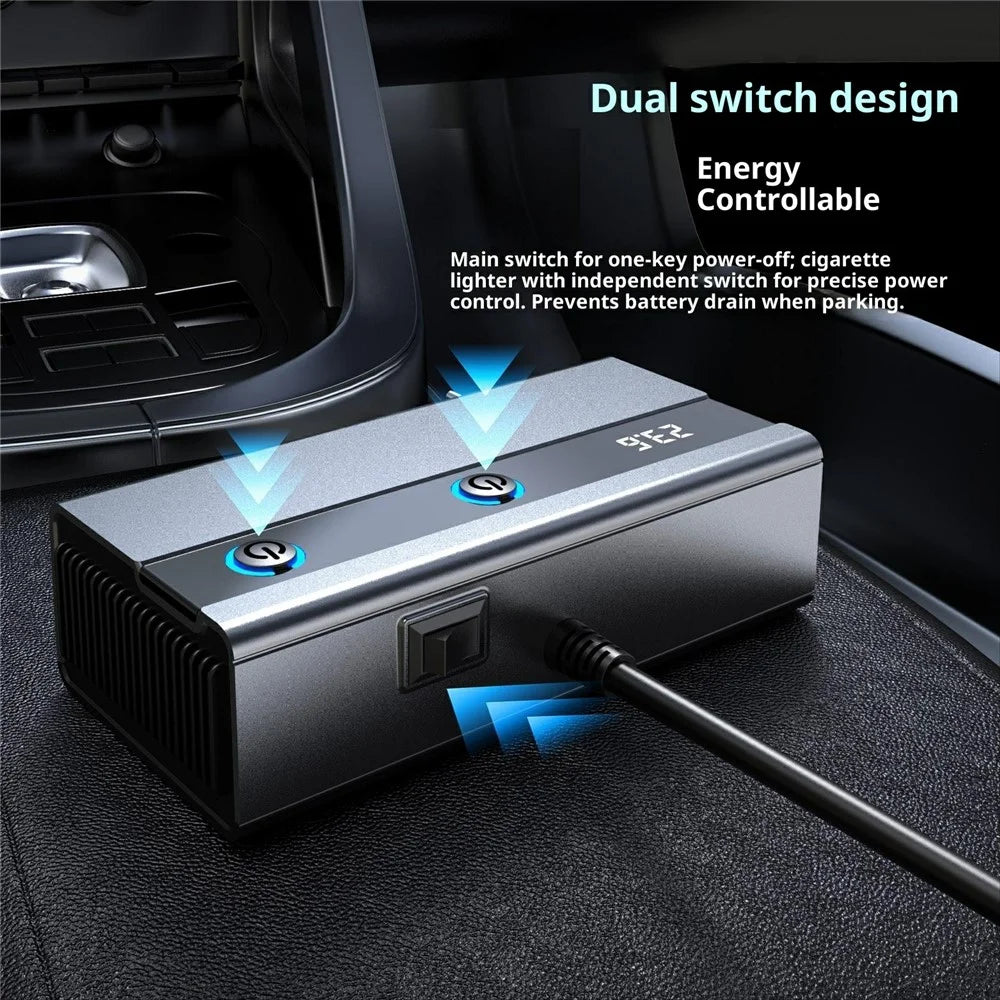 GE08 PD 65W Fast Charging Car Charger 9 in 1 Cigarette Lighter Adapter with Independent Switch and Retractable Cable - 5