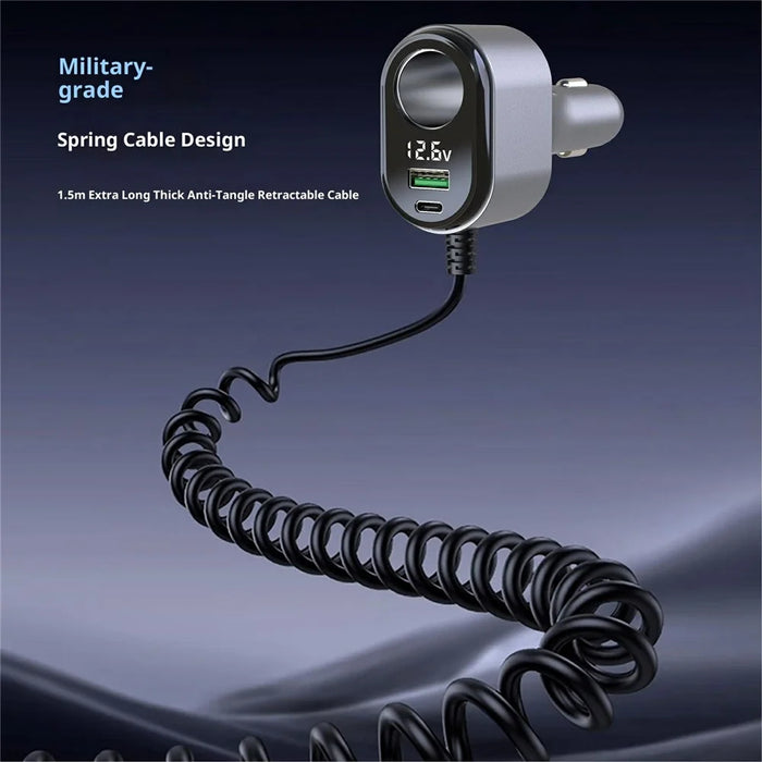 GE09 PD 65W Fast Charging Car Charger Cigarette Lighter Adapter with Spring Wire Charger Temperature Control Protection - 3