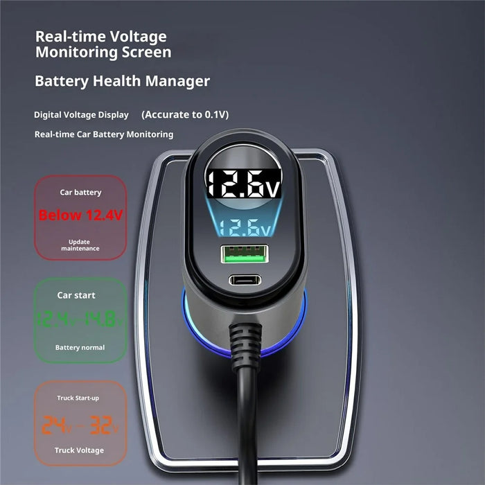 GE09 PD 65W Fast Charging Car Charger Cigarette Lighter Adapter with Spring Wire Charger Temperature Control Protection - 5
