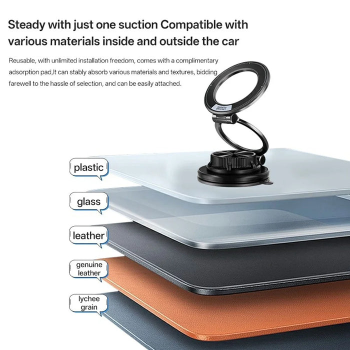 SD17 Car Phone Mount Holder Suction Cup Dashboard Navigation Portable Vacuum Suction Magnetic Phone Stand - Black - 7