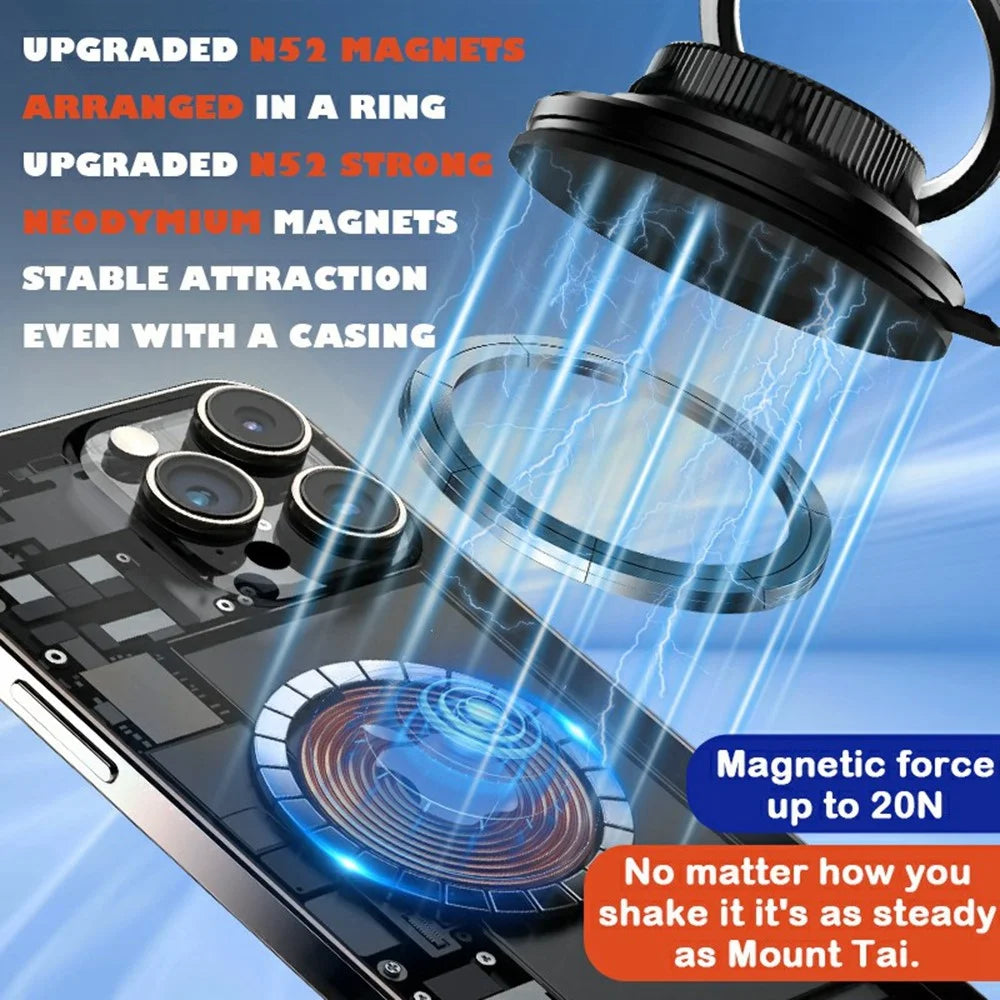 K8 15W MagSafe-Compatible Wireless Car Charger Mount 3-Fold Rotatable Magnetic Phone Holder with RGB Light Vacuum Suction Dashboard Stand - 3