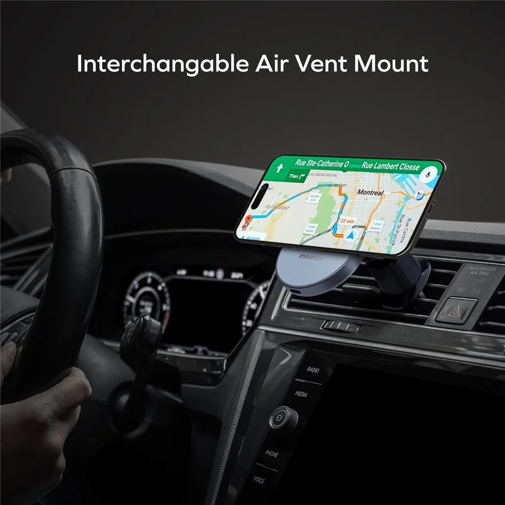 MOMAX 1-Move Q.Mag Magnetic Wireless Car Charger 25W Fast Charging Car Mount for Cell Phones - 7