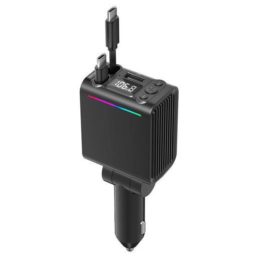 C88 USB Car Charger Cigarette Lighter Adapter with Dual Retractable Cable Bluetooth-Compatible 5.3 - 1