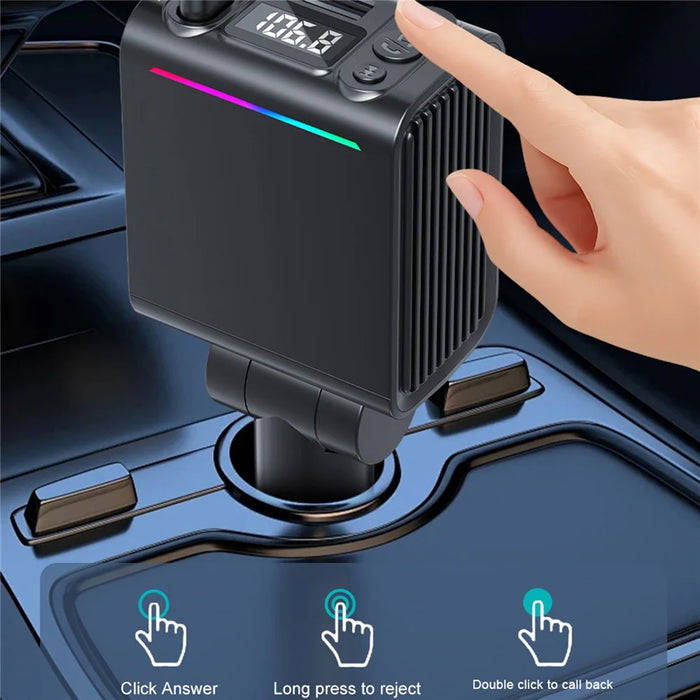 C88 USB Car Charger Cigarette Lighter Adapter with Dual Retractable Cable Bluetooth-Compatible 5.3 - 7