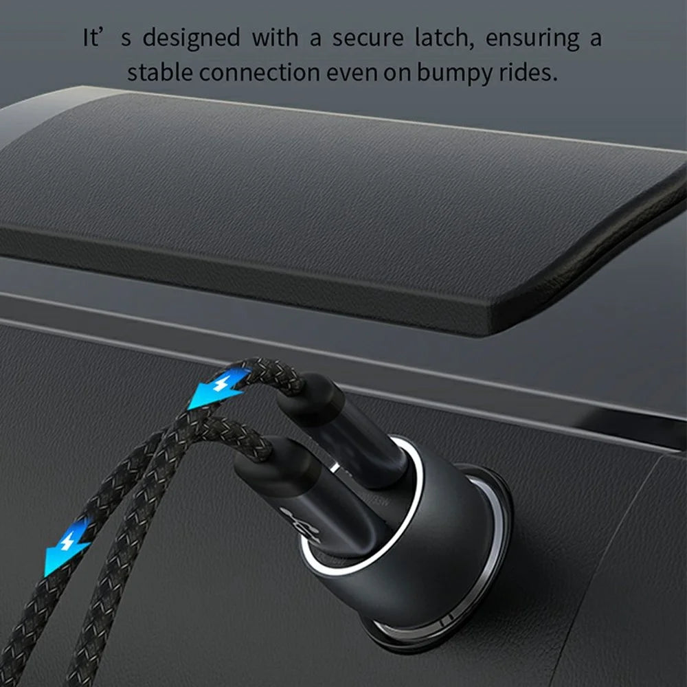 DEVIA EA507 Extreme Speed Series PD 30W + QC3.0 18W Metal Car Charger USB-A Type-C Dual Port Charger - Dark Grey - 4