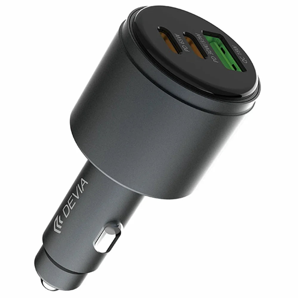 DEVIA EA508 Extreme Speed Series USB-A + Dual Type-C Charger 116W Metal Car Charger - Dark Grey - 1