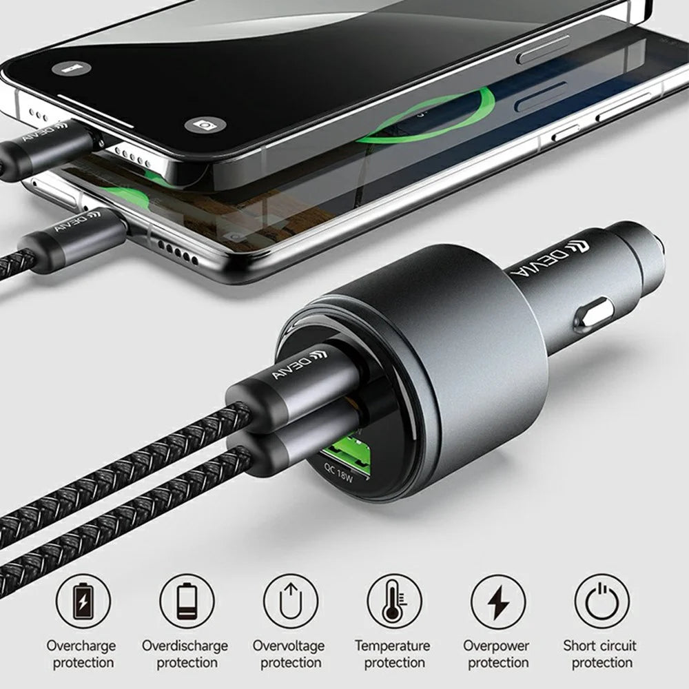 DEVIA EA508 Extreme Speed Series USB-A + Dual Type-C Charger 116W Metal Car Charger - Dark Grey - 2